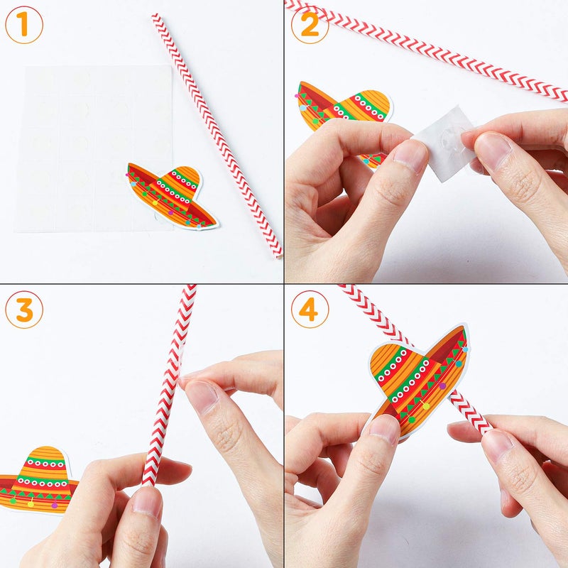 WATINC 80pcs Fiesta Paper Straws, Rainbow Color Striped Drinking Straws for Mexican Theme Party Decoration, Cinco De Mayo Fiesta Party Supplies, Paper Straws Decor for Summer Tropical Birthday Party - Image 4